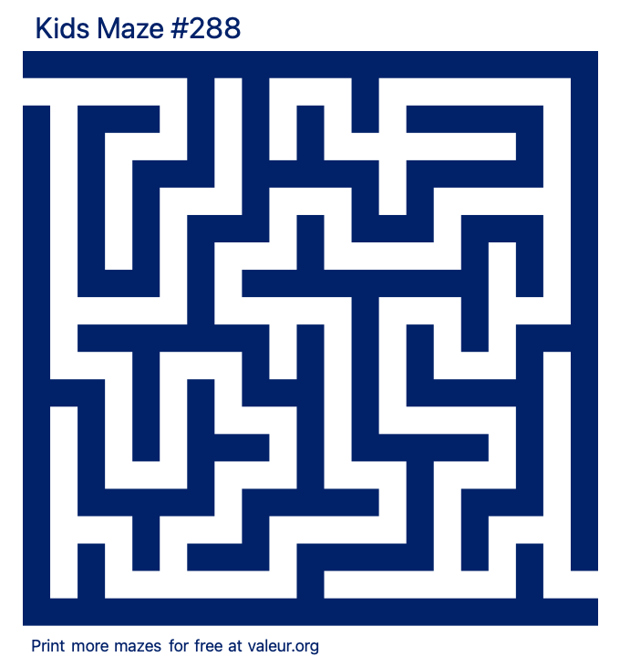Free Printable Kids Maze number 288