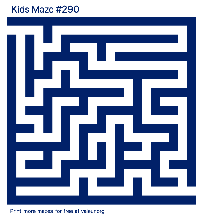Free Printable Kids Maze number 290