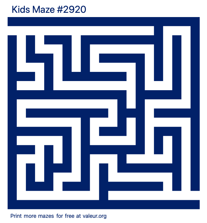 Free Printable Kids Maze number 2920