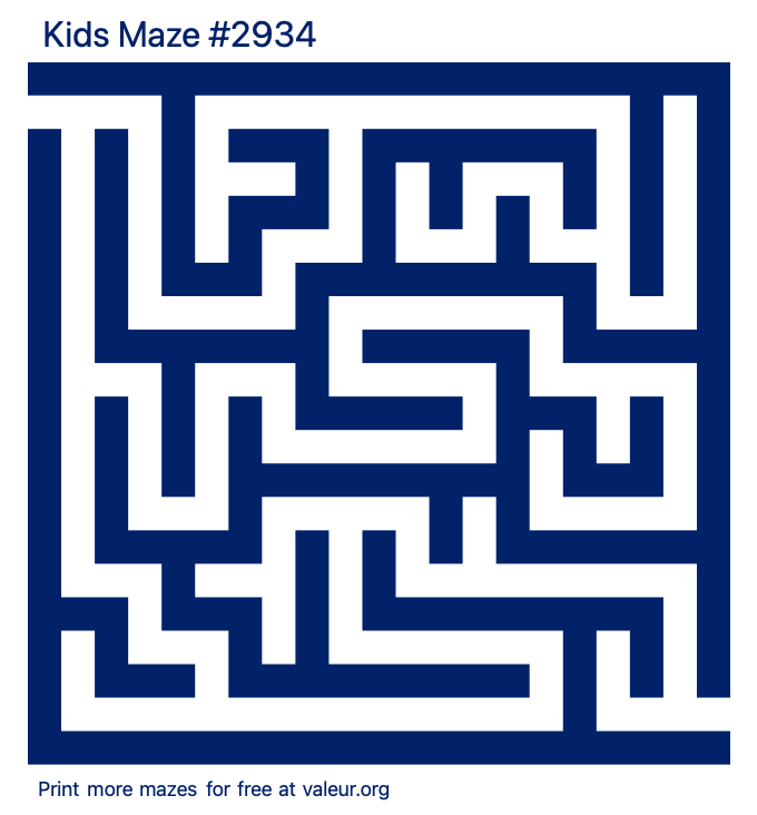 Free Printable Kids Maze number 2934