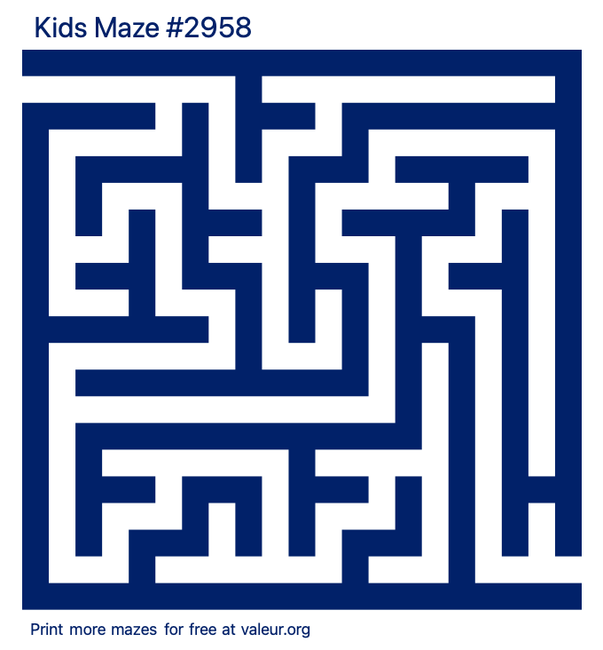 Free Printable Kids Maze number 2958