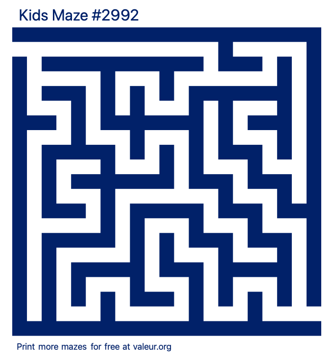 Free Printable Kids Maze number 2992