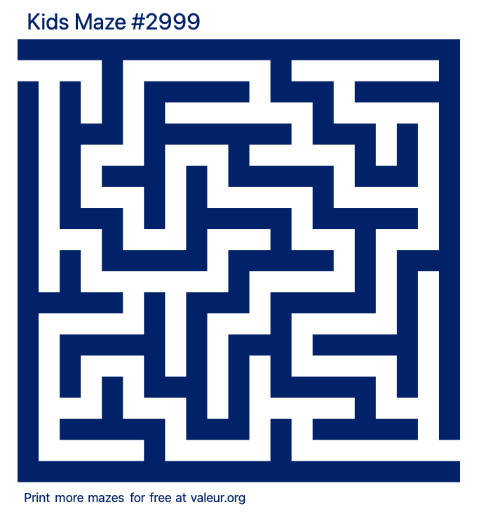 Free Printable Kids Maze number 2999