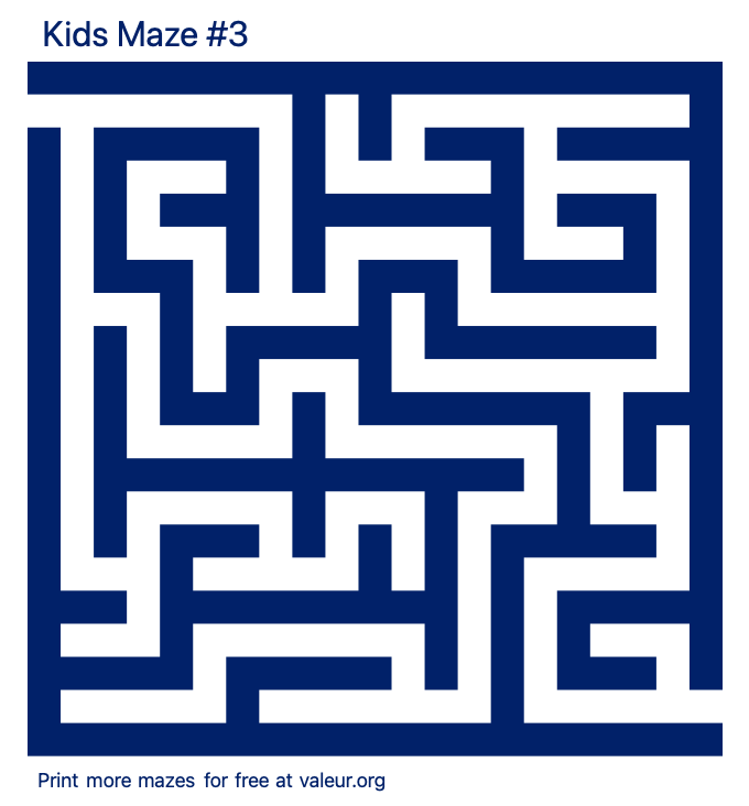 Free Printable Kids Maze number 3