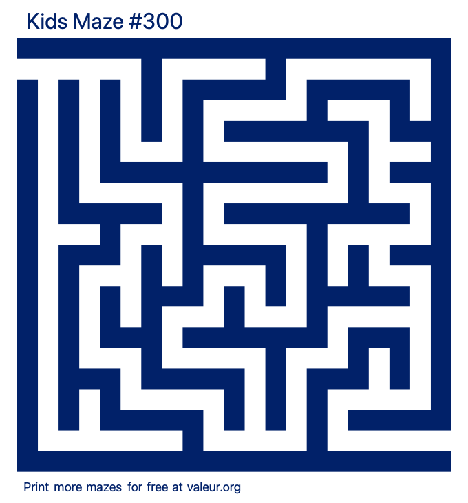Free Printable Kids Maze number 300