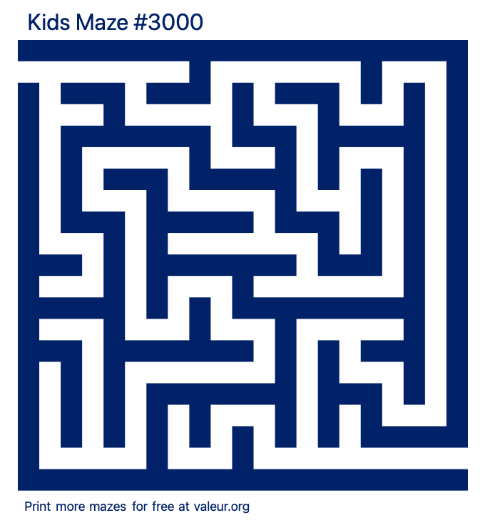 Free Printable Kids Maze number 3000