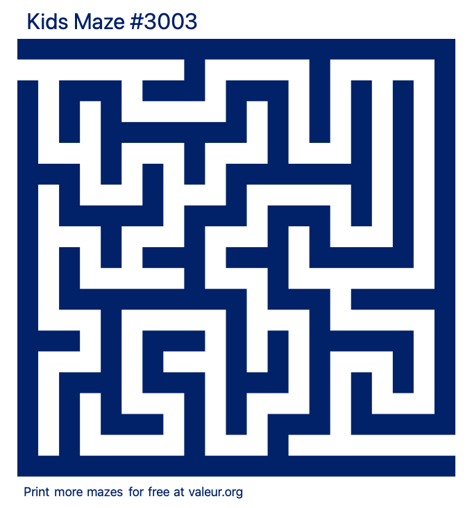 Free Printable Kids Maze number 3003