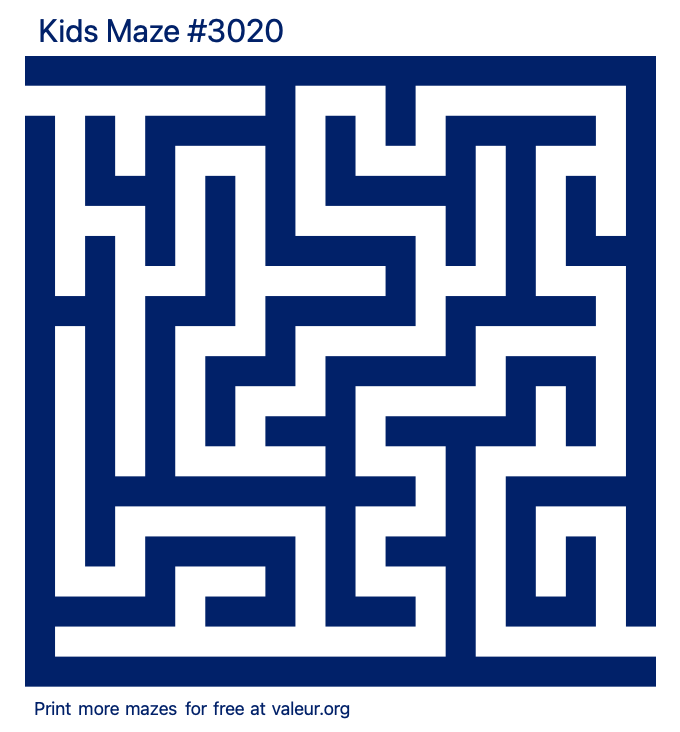 Free Printable Kids Maze number 3020