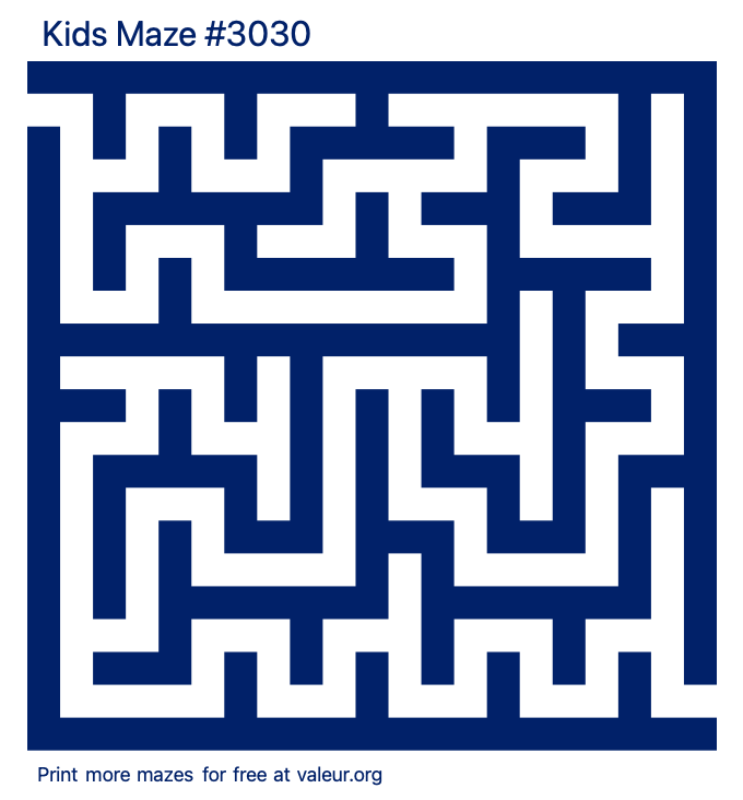 Free Printable Kids Maze number 3030