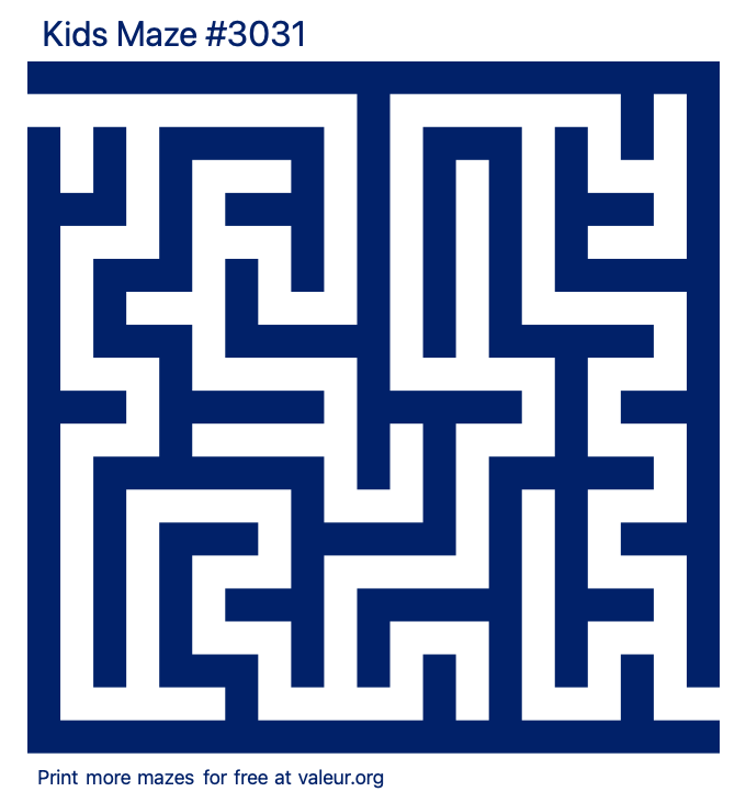 Free Printable Kids Maze number 3031