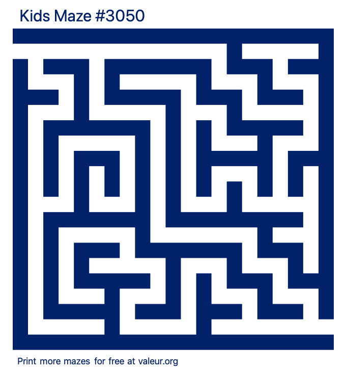 Free Printable Kids Maze number 3050