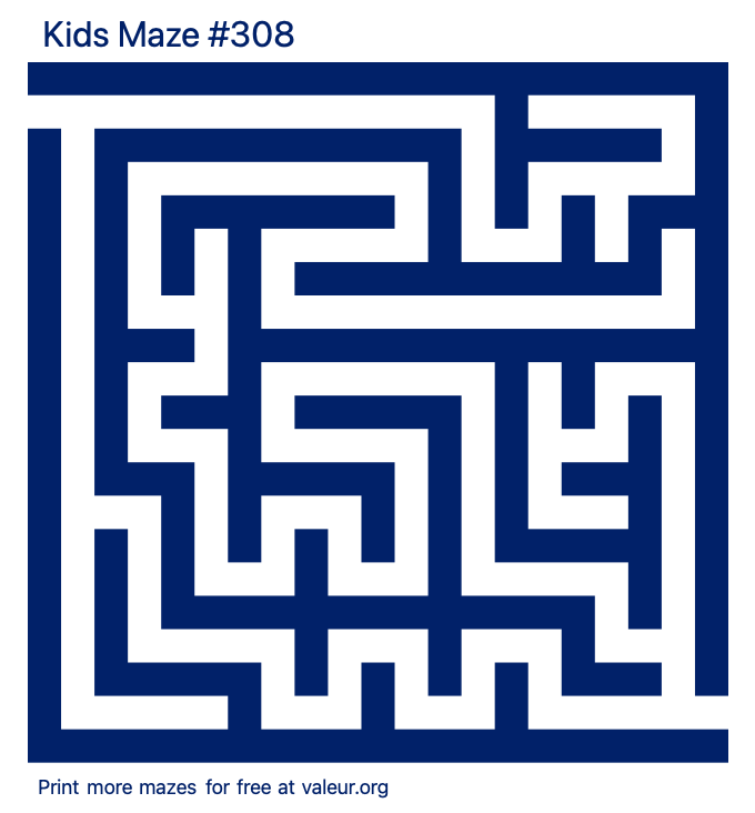 Free Printable Kids Maze number 308