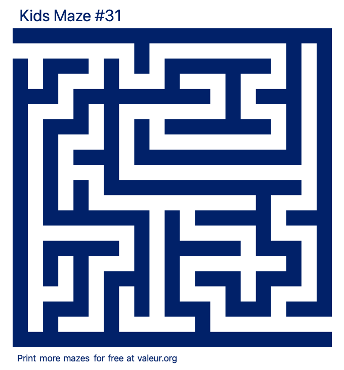 Free Printable Kids Maze number 31