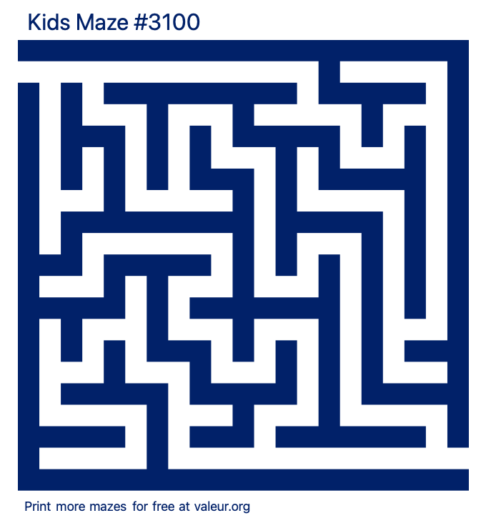 Free Printable Kids Maze number 3100