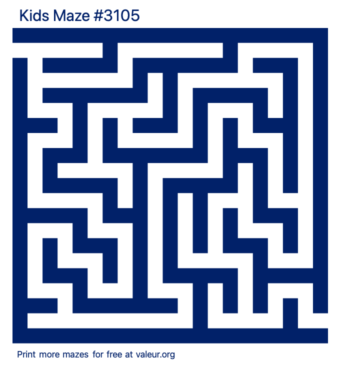 Free Printable Kids Maze number 3105