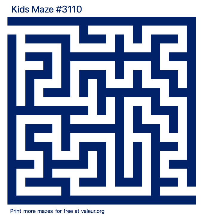 Free Printable Kids Maze number 3110