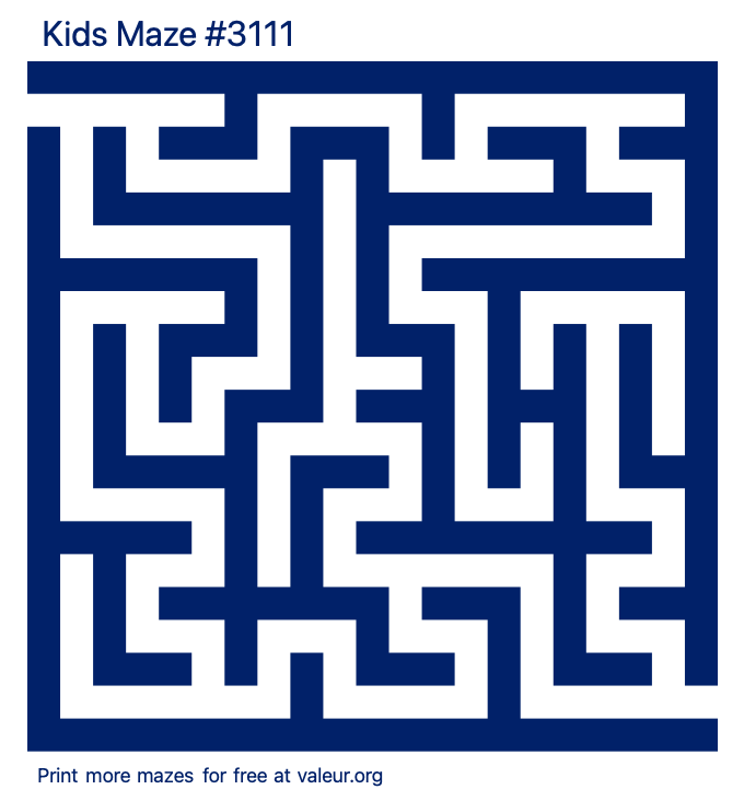 Free Printable Kids Maze number 3111