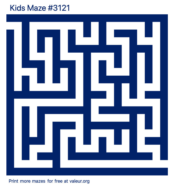 Free Printable Kids Maze number 3121