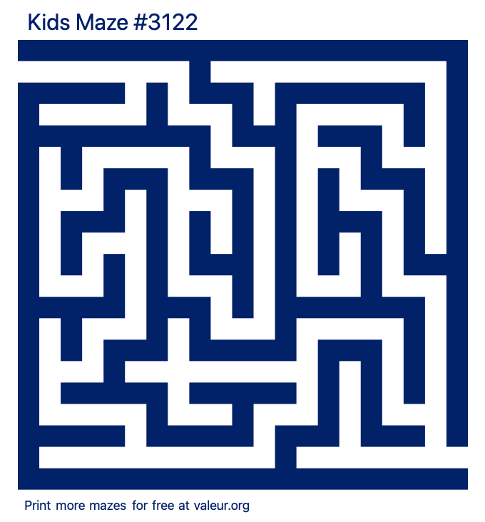 Free Printable Kids Maze number 3122