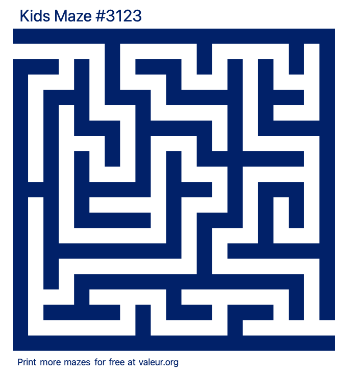 Free Printable Kids Maze number 3123