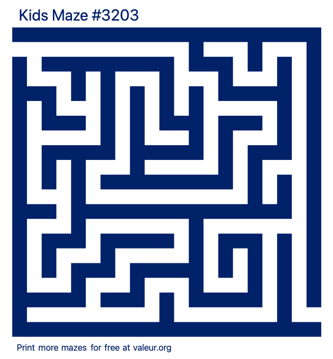 Free Printable Kids Maze number 3203