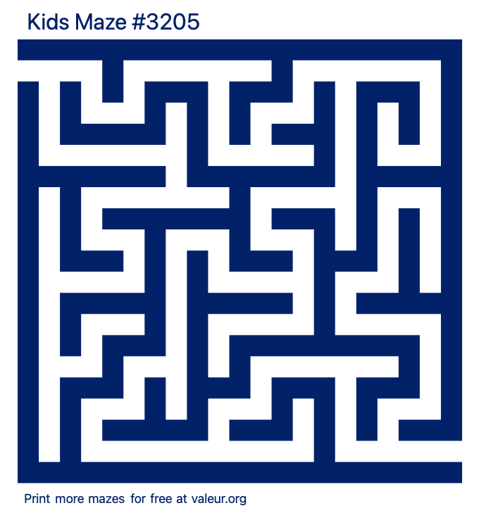 Free Printable Kids Maze number 3205