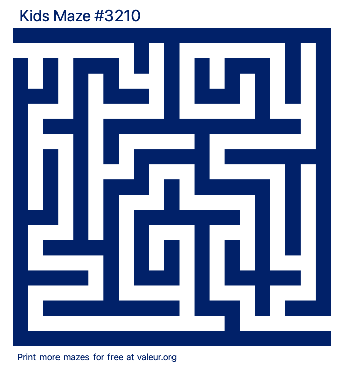 Free Printable Kids Maze number 3210