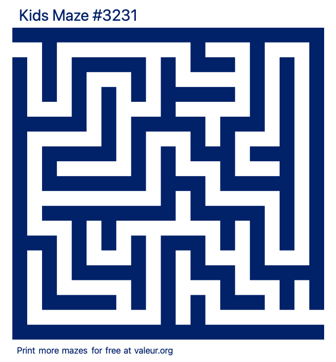 Free Printable Kids Maze number 3231