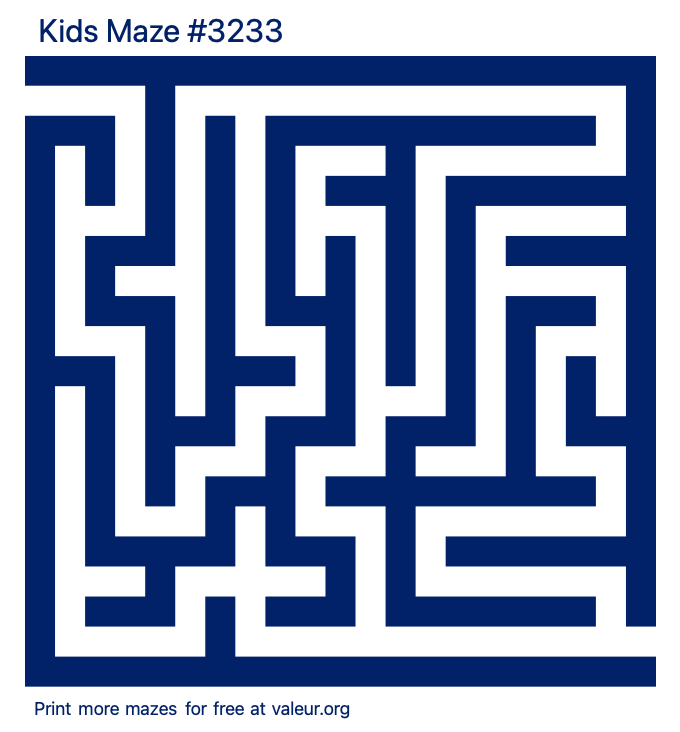 Free Printable Kids Maze number 3233