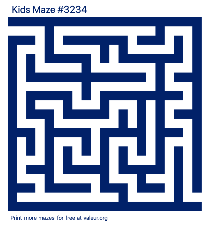 Free Printable Kids Maze number 3234