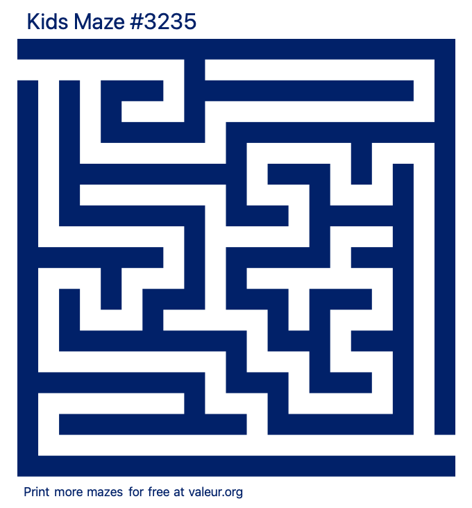 Free Printable Kids Maze number 3235