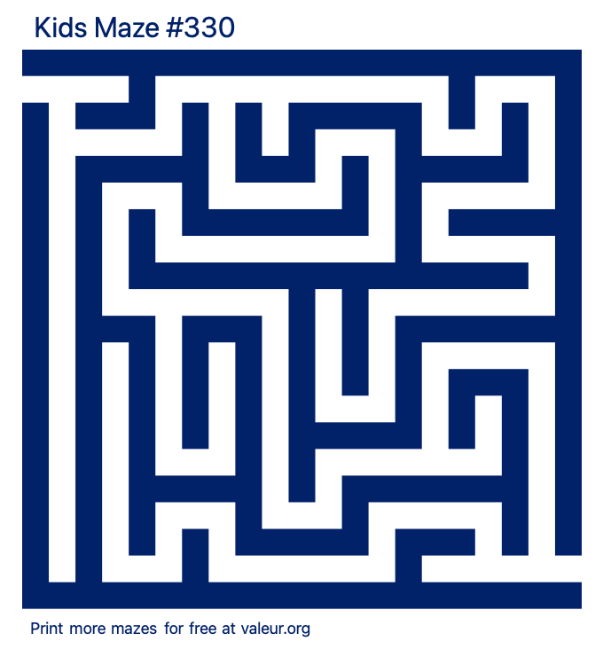 Free Printable Kids Maze number 330