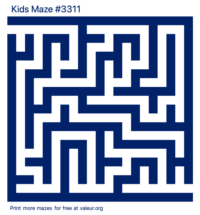 Free Printable Kids Maze number 3311
