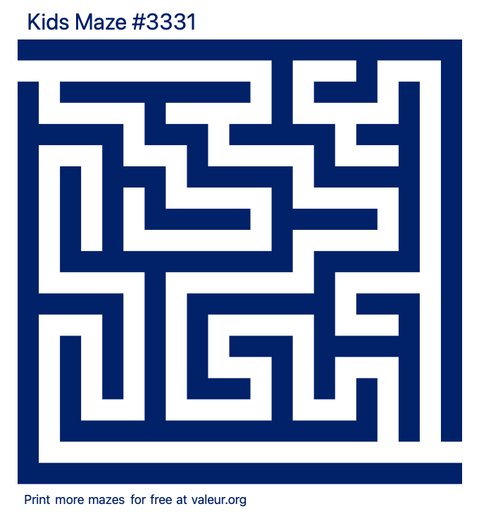 Free Printable Kids Maze number 3331