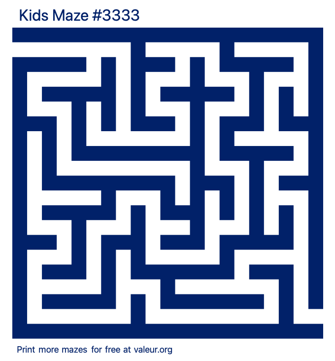 Free Printable Kids Maze number 3333