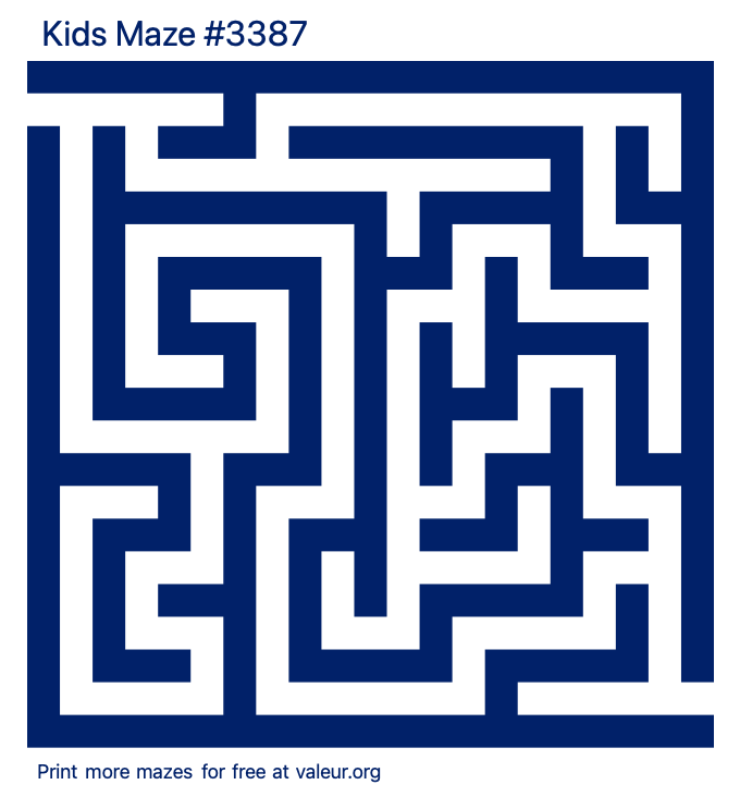 Free Printable Kids Maze number 3387