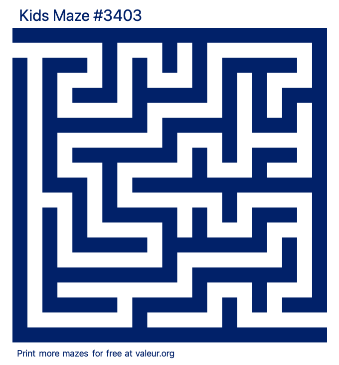 Free Printable Kids Maze number 3403