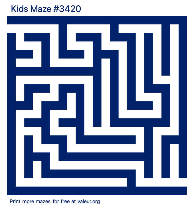 Free Printable Kids Maze number 3420
