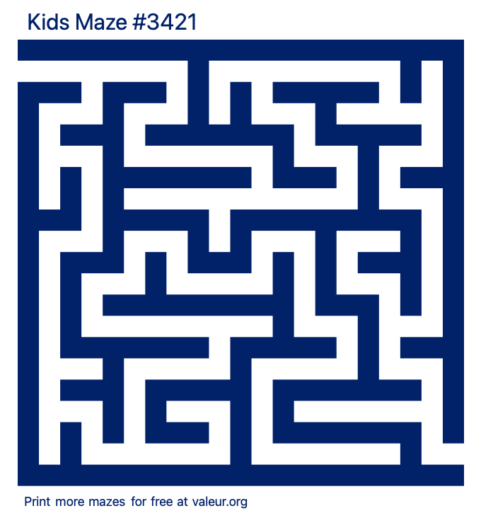 Free Printable Kids Maze number 3421