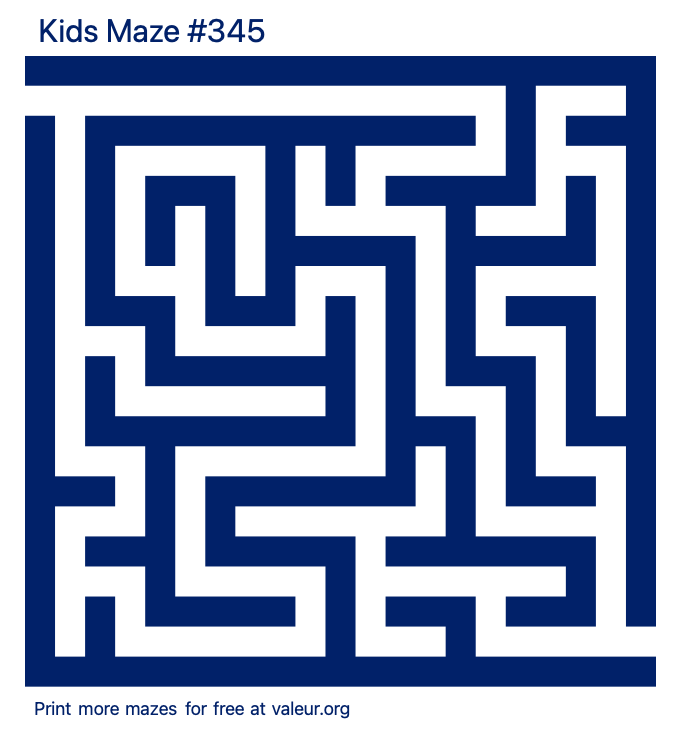 Free Printable Kids Maze number 345