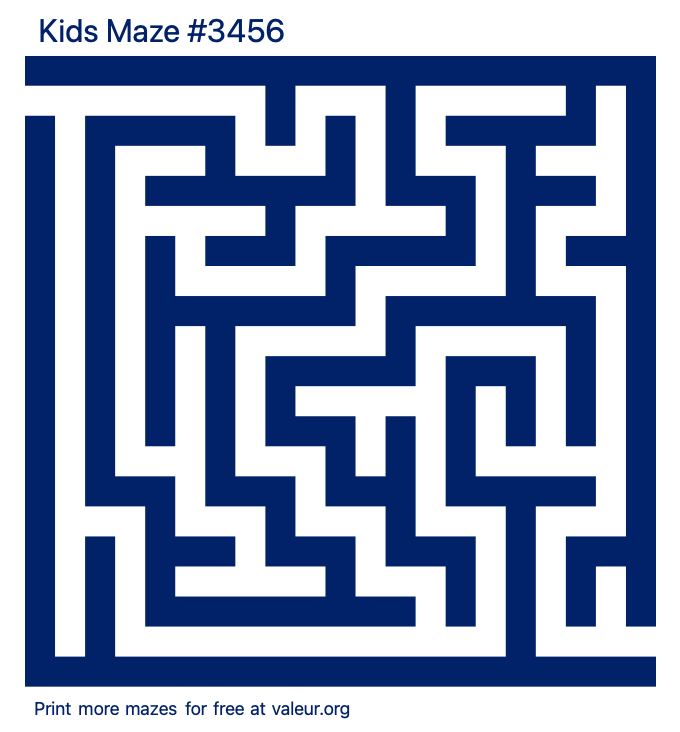 Free Printable Kids Maze number 3456