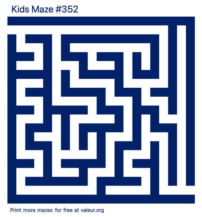 Free Printable Kids Maze number 352