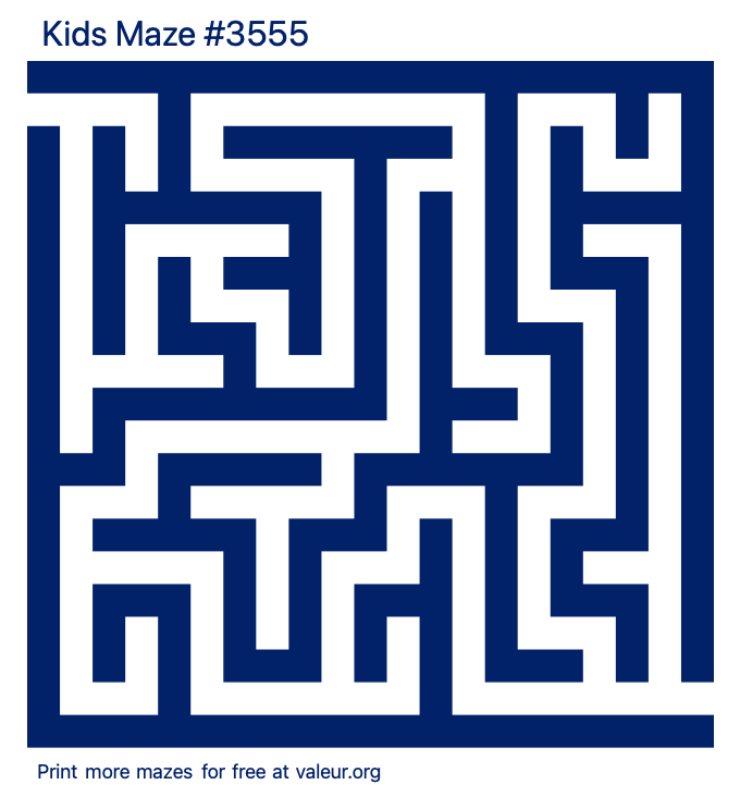 Free Printable Kids Maze number 3555