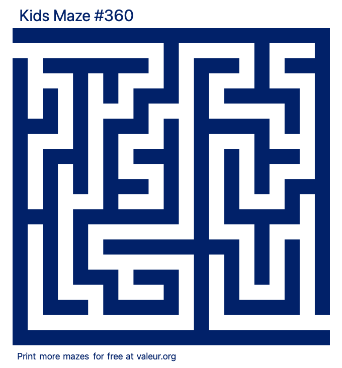 Free Printable Kids Maze number 360