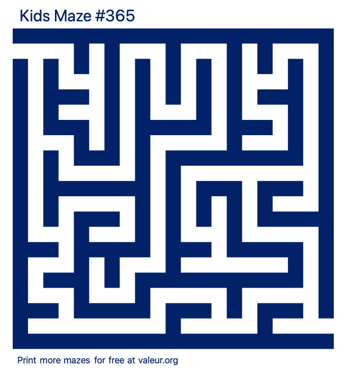 Free Printable Kids Maze number 365