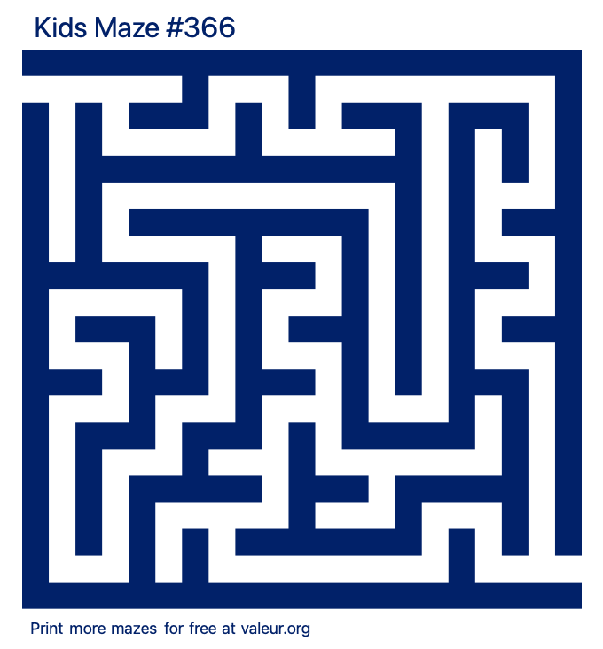 Free Printable Kids Maze number 366