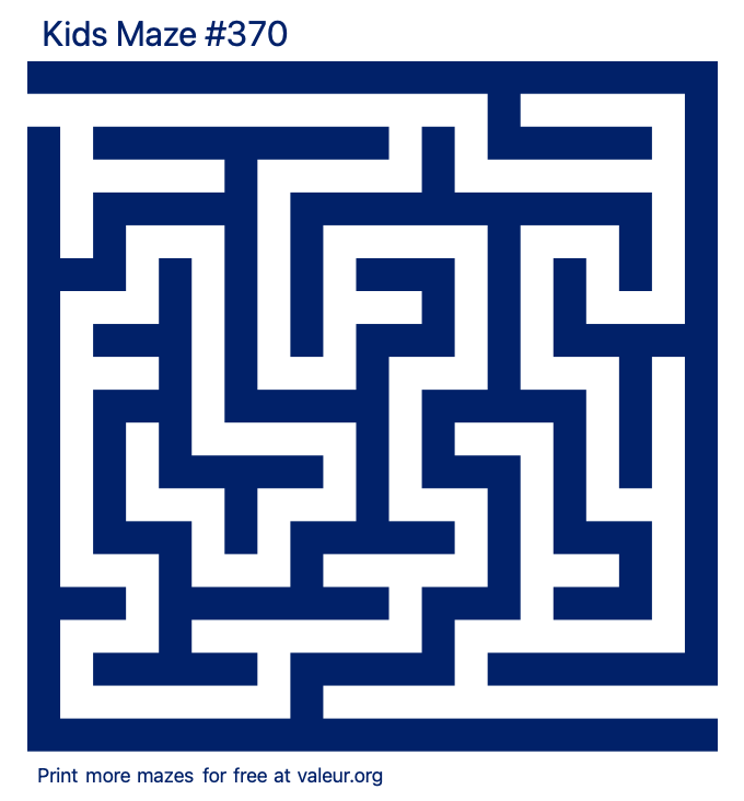 Free Printable Kids Maze number 370