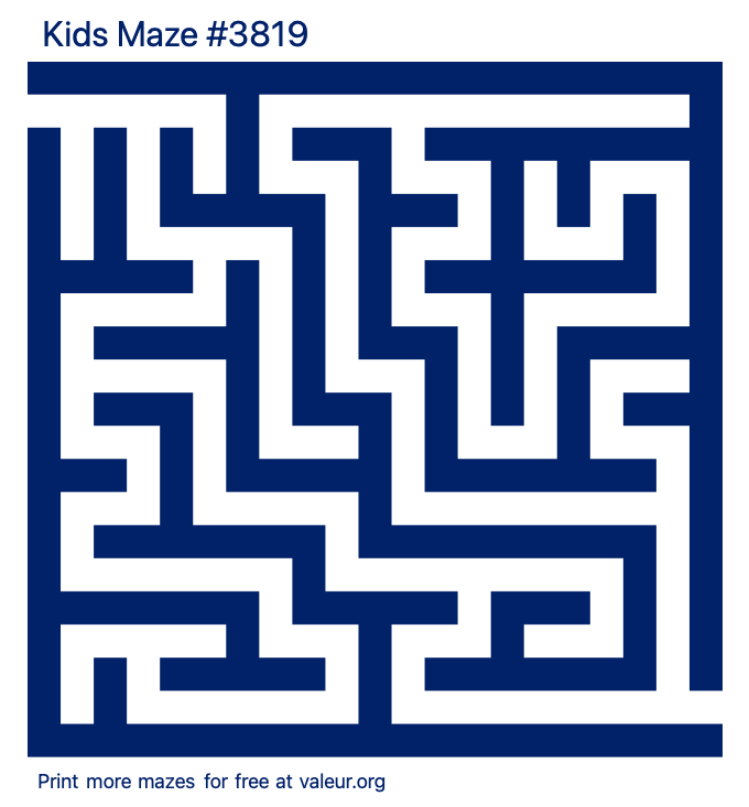 Free Printable Kids Maze number 3819