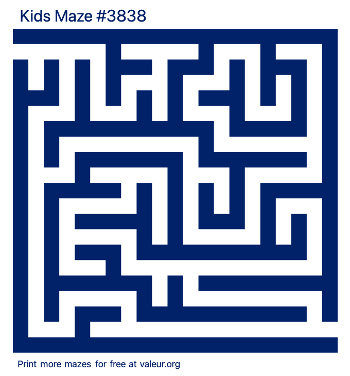 Free Printable Kids Maze number 3838