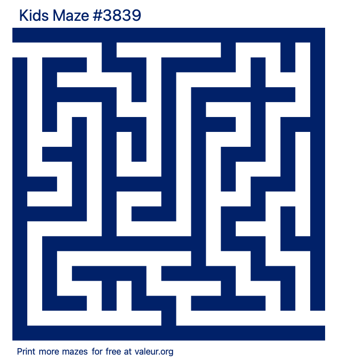 Free Printable Kids Maze number 3839